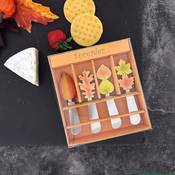 Fall Leaf Decor 4-Piece Hand Painted Resin Handle with Stainless Steel Blade - Picture 8 of 10